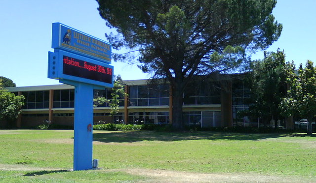 <p>Sacramento’s Luther Burbank High School, where teacher Alex Nguyen was suspended last month over wildly inappropriate test questions.</p>