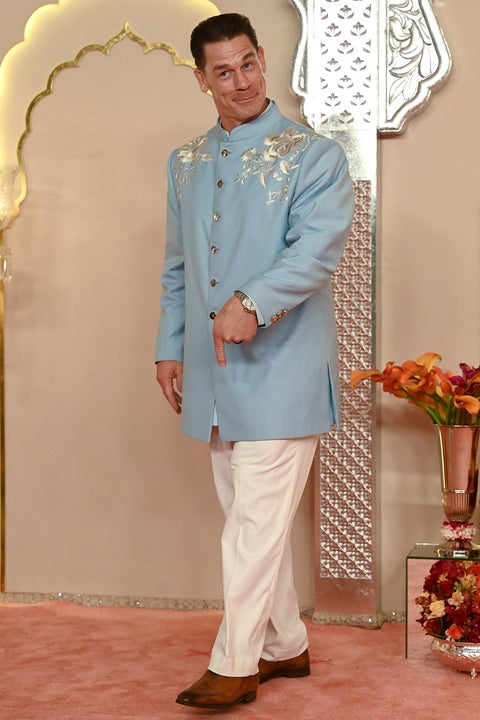 John Cena dons a blue sherwani with gold detailing at Ambani's wedding