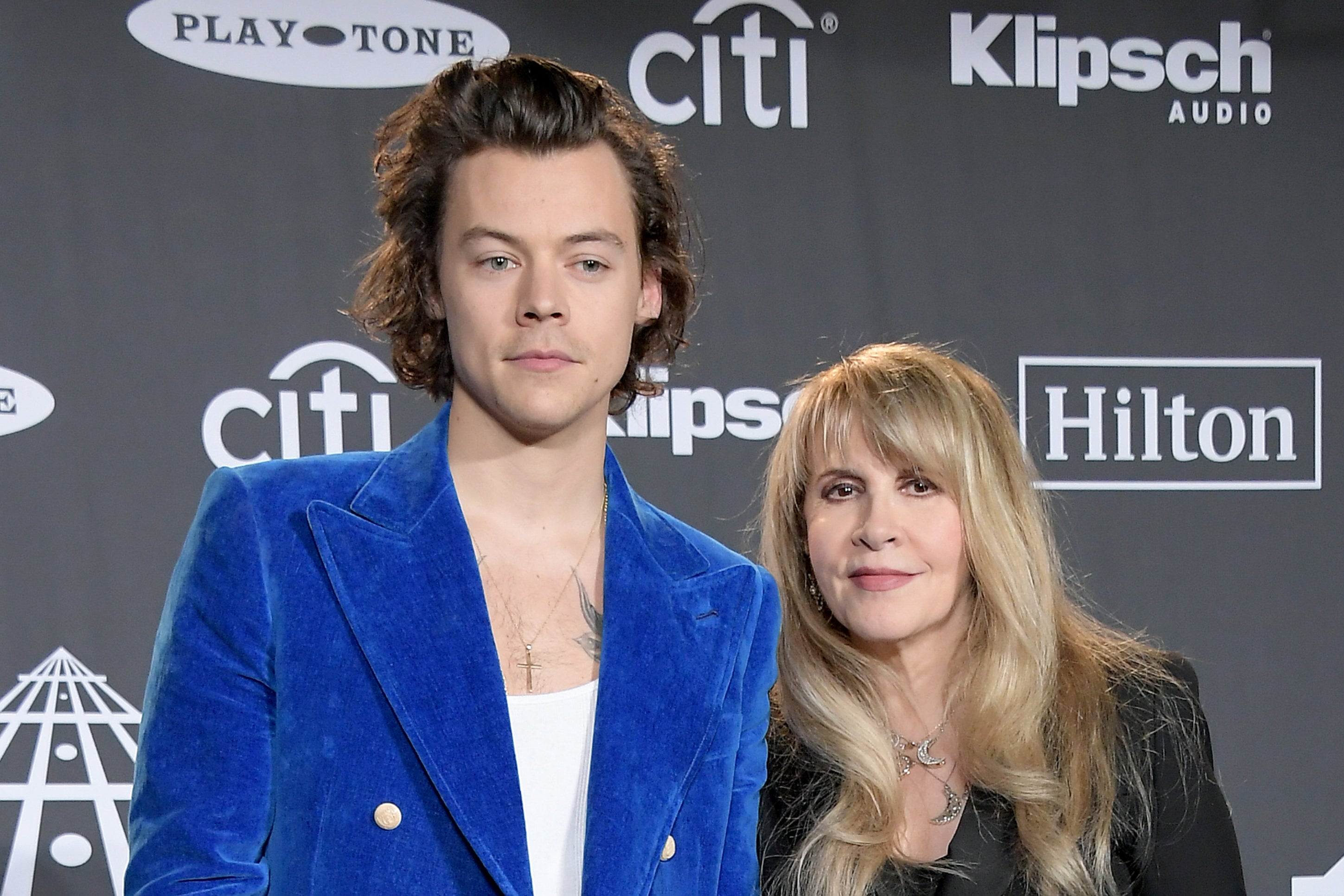 Harry Styles and Stevie Nicks at the 2019 Rock & Roll Hall Of Fame Induction Ceremony
