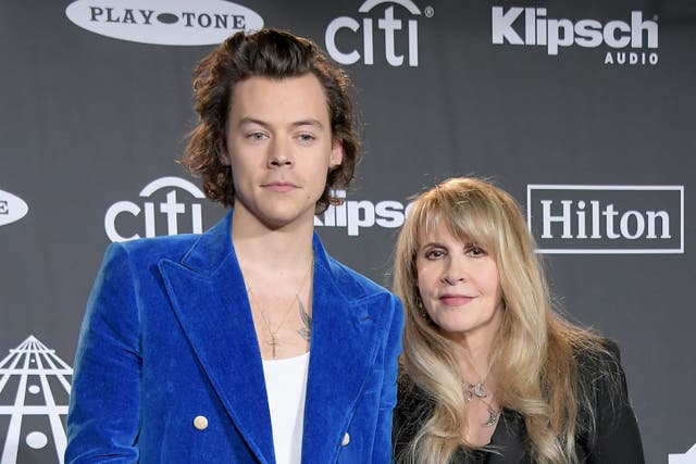 <p>Harry Styles and Stevie Nicks at the 2019 Rock & Roll Hall Of Fame Induction Ceremony</p>