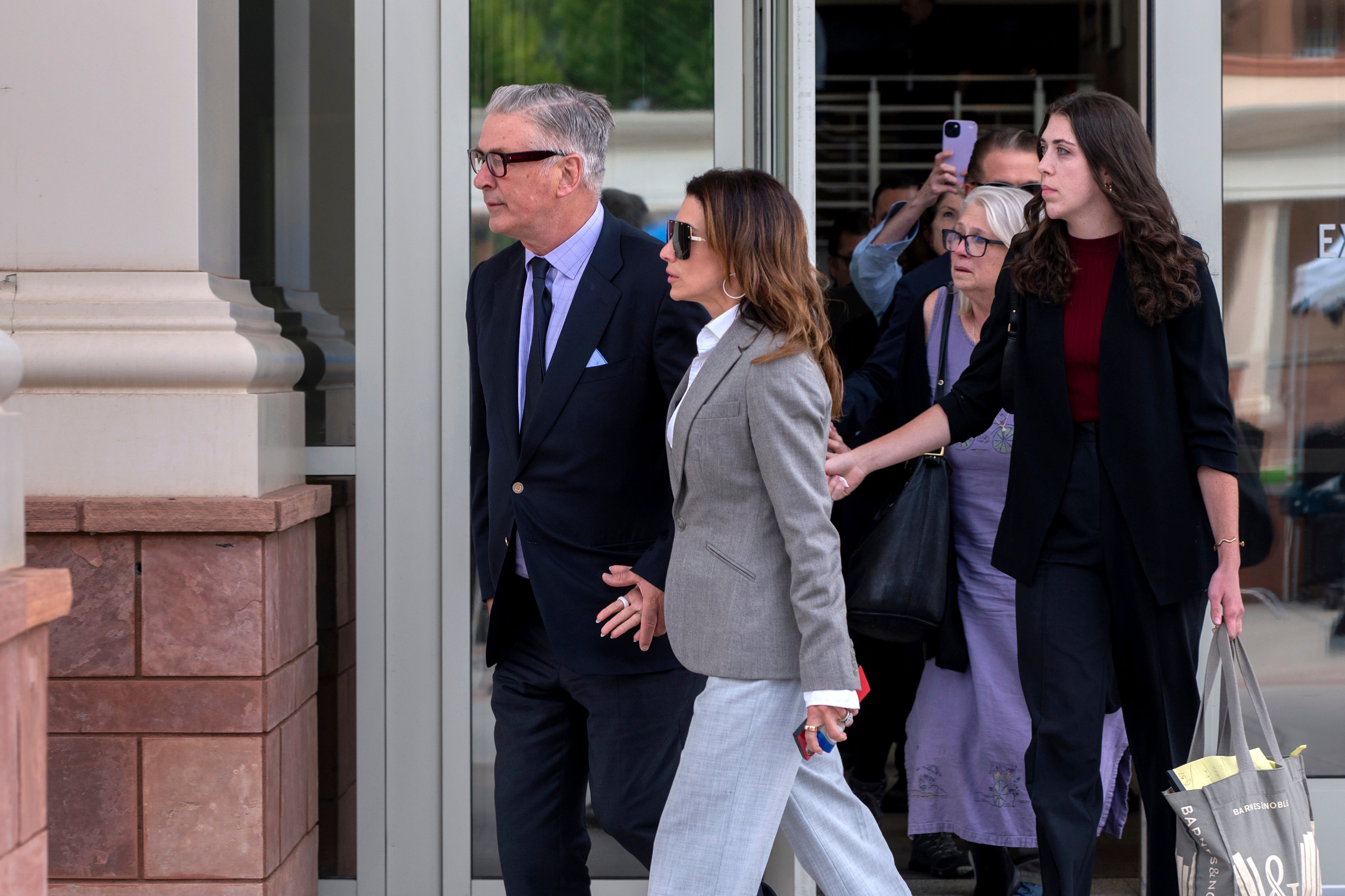 Members of Baldwin’s family, including his wife Hilaria Baldwin (pictured) accompanied him to court throughout proceedings