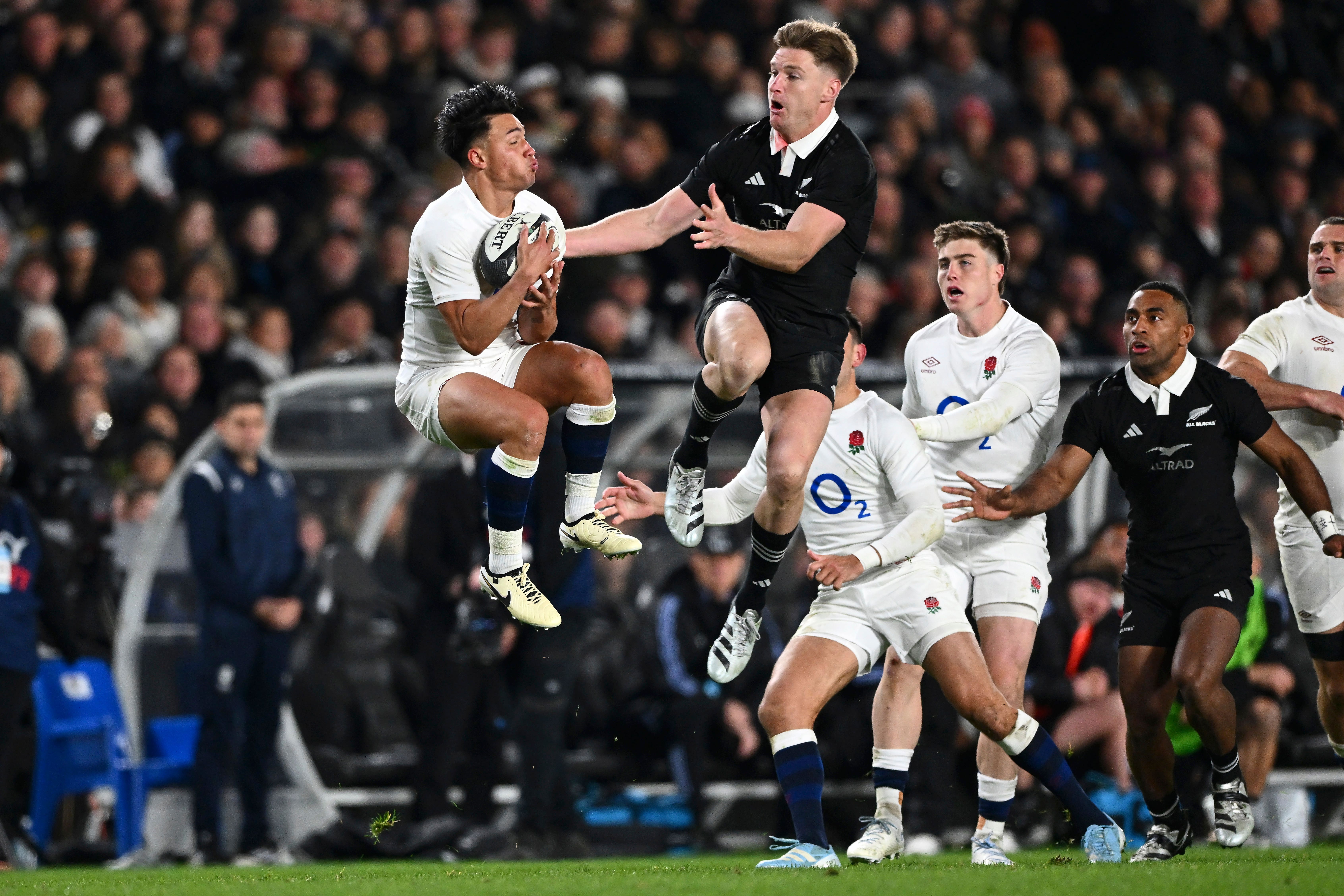 Marcus Smith, left, said England missed an opportunity at Eden Park