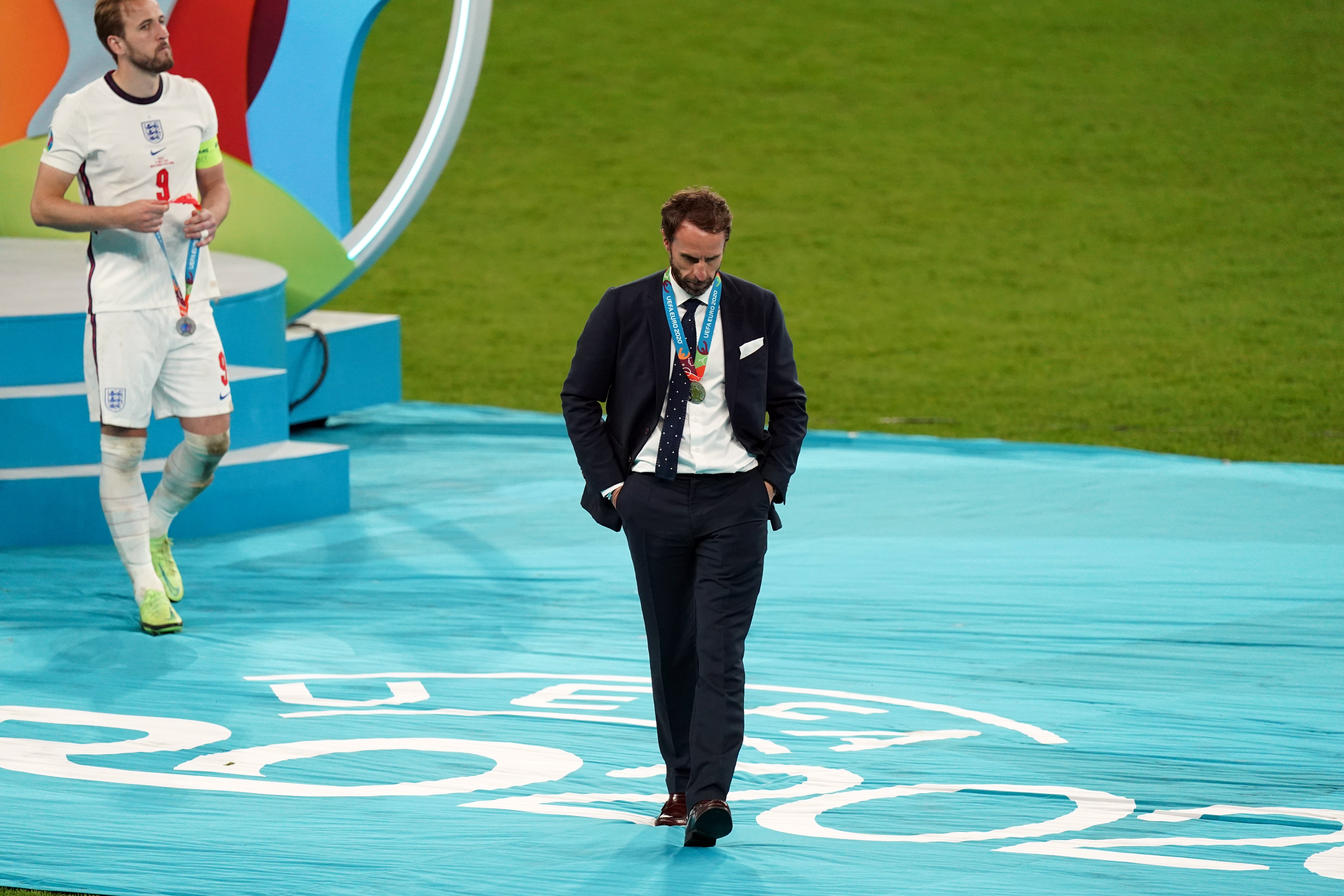 Gareth Southgate’s team had to walk past the trophy at the end of the Euro 2020 final (Mike Egerton/PA)