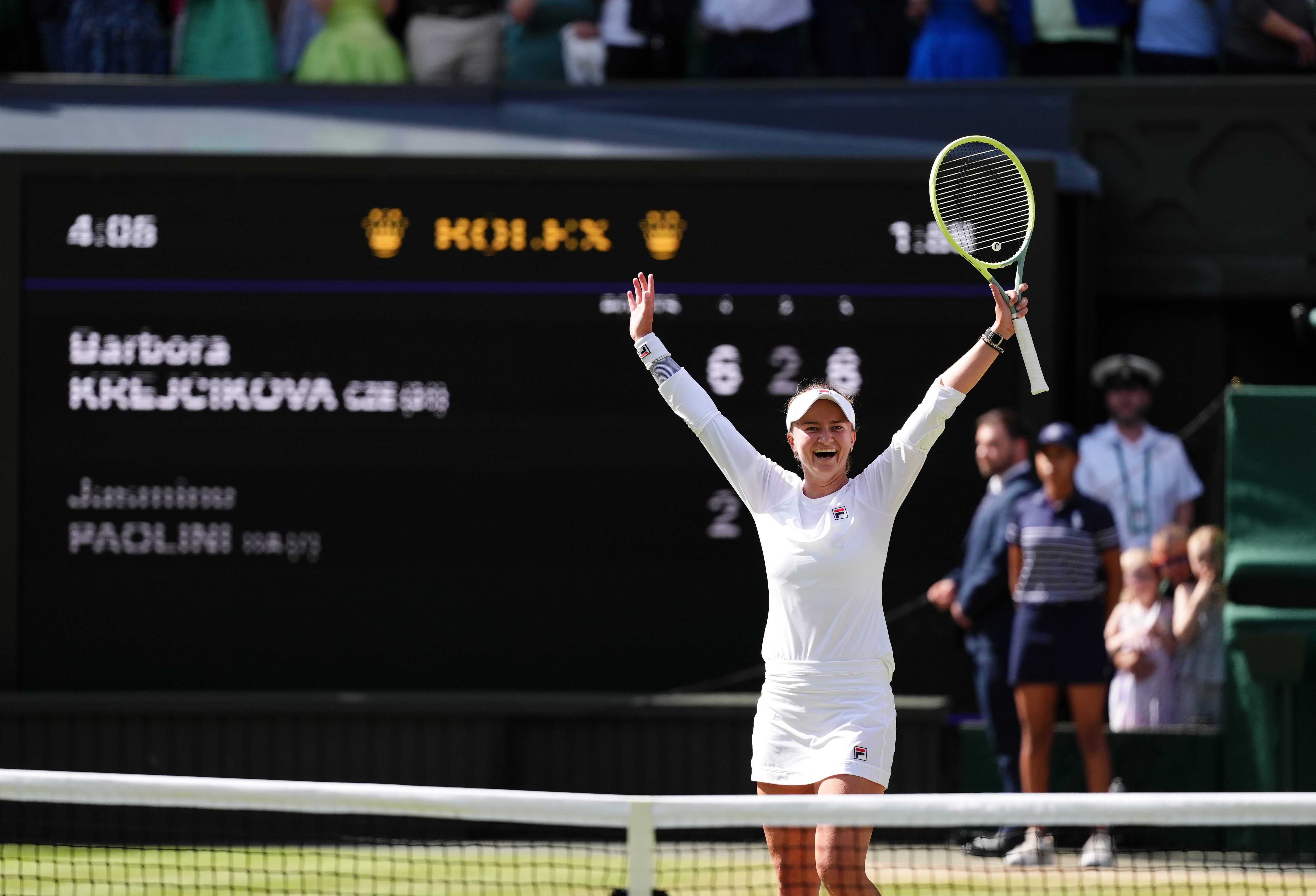 Barbora Krejcikova celebrates her victory (John Walton/PA)