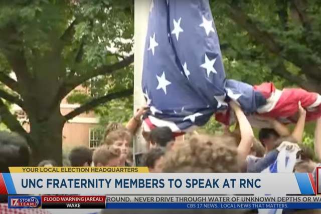 <p>Frat brothers who held up the flag at UNC Chapel Hill amid Gaza solidarity protests are going to speak at the RNC</p>