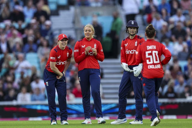 Sarah Glenn (centre) was in fine form as England continued their T20 winning streak against New Zealand (Steven Paston/PA)