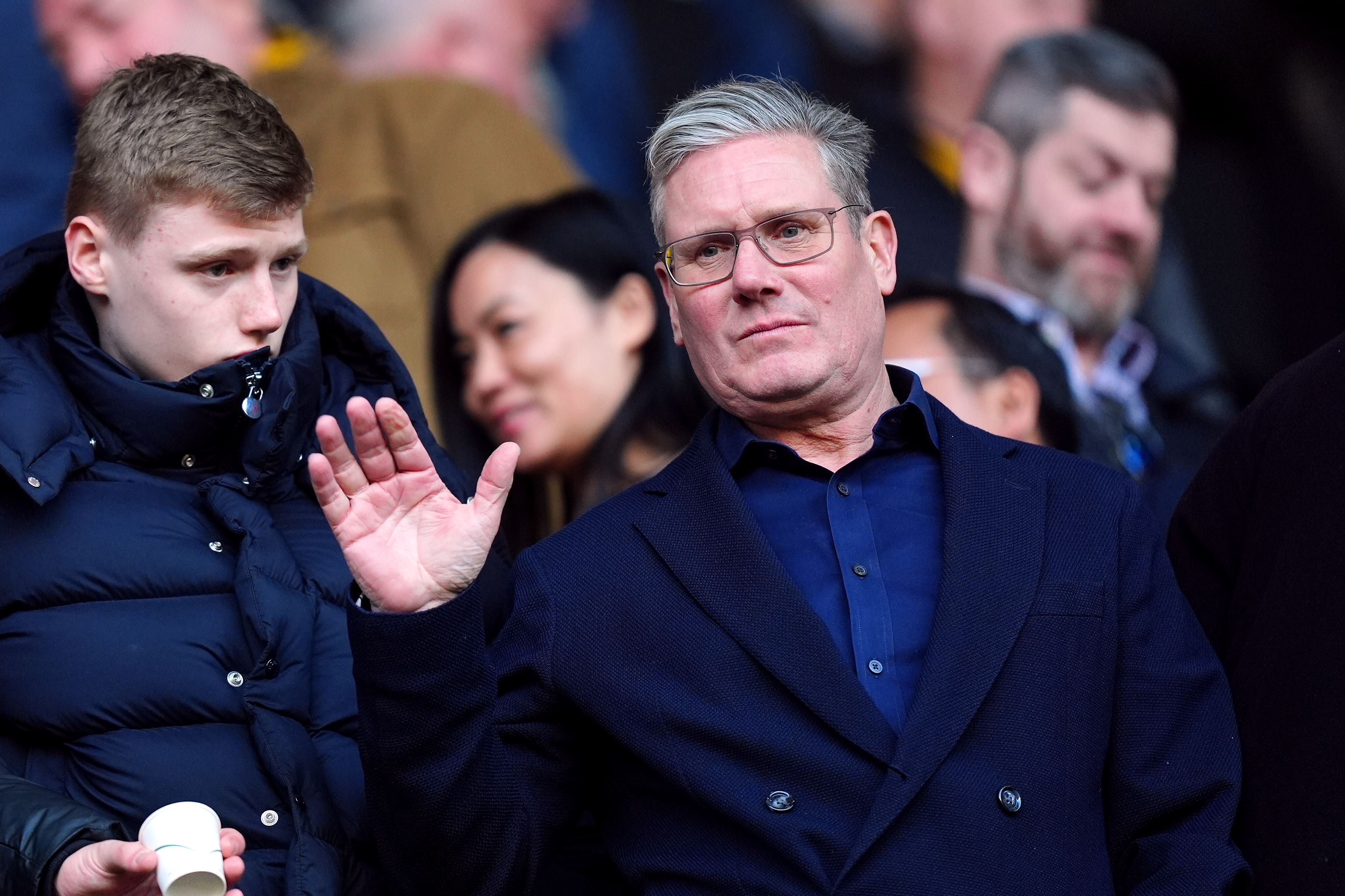 Sir Keir Starmer in the stands during a Premier League match at Molineux Stadium, Wolverhampton (Mike Egerton/PA)