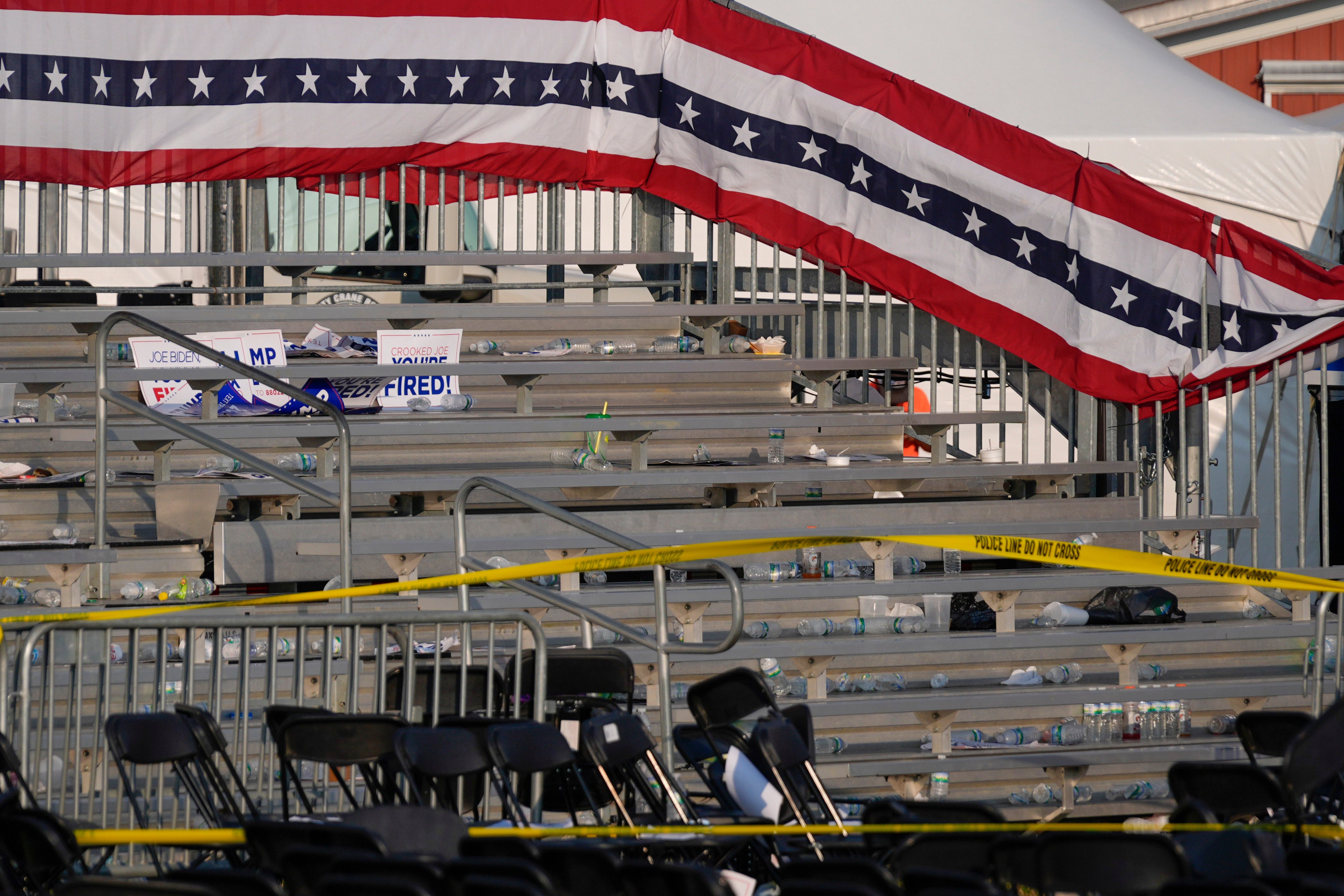 Police cordoned off a section of the bleachers