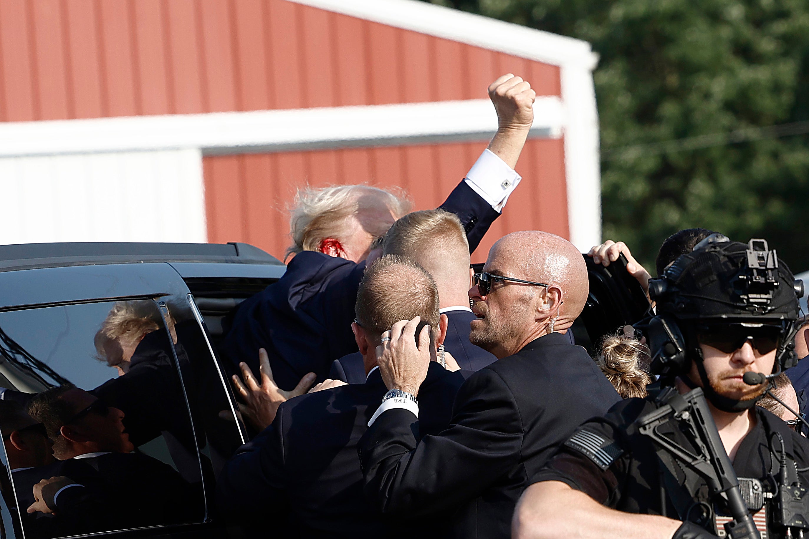 Trump was quickly taken away in his motorcade