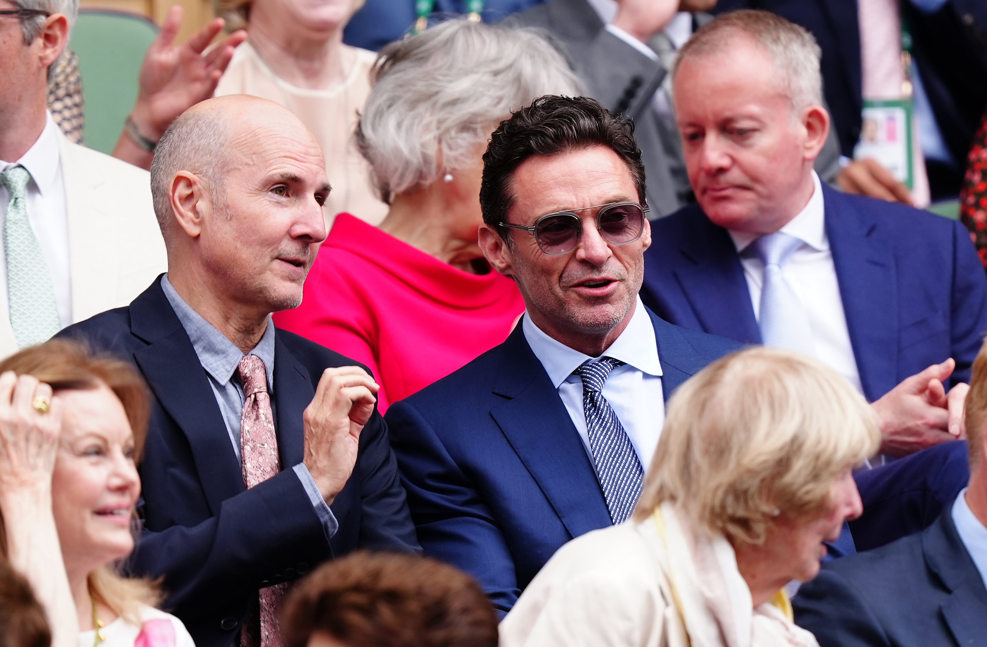 Hugh Jackman (right) was among the celebrities who attended the Centre Court on Saturday (Mike Egerton/PA)