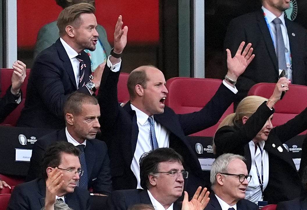 The Prince of Wales reacts to a moment in the game in extra time during the UEFA Euro 2024, quarter-final match against Switzerland at the Dusseldorf Arena, Germany.