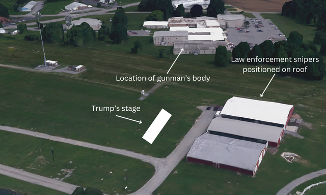 <p>Map: The assassination attempt on former president Donald Trump </p>