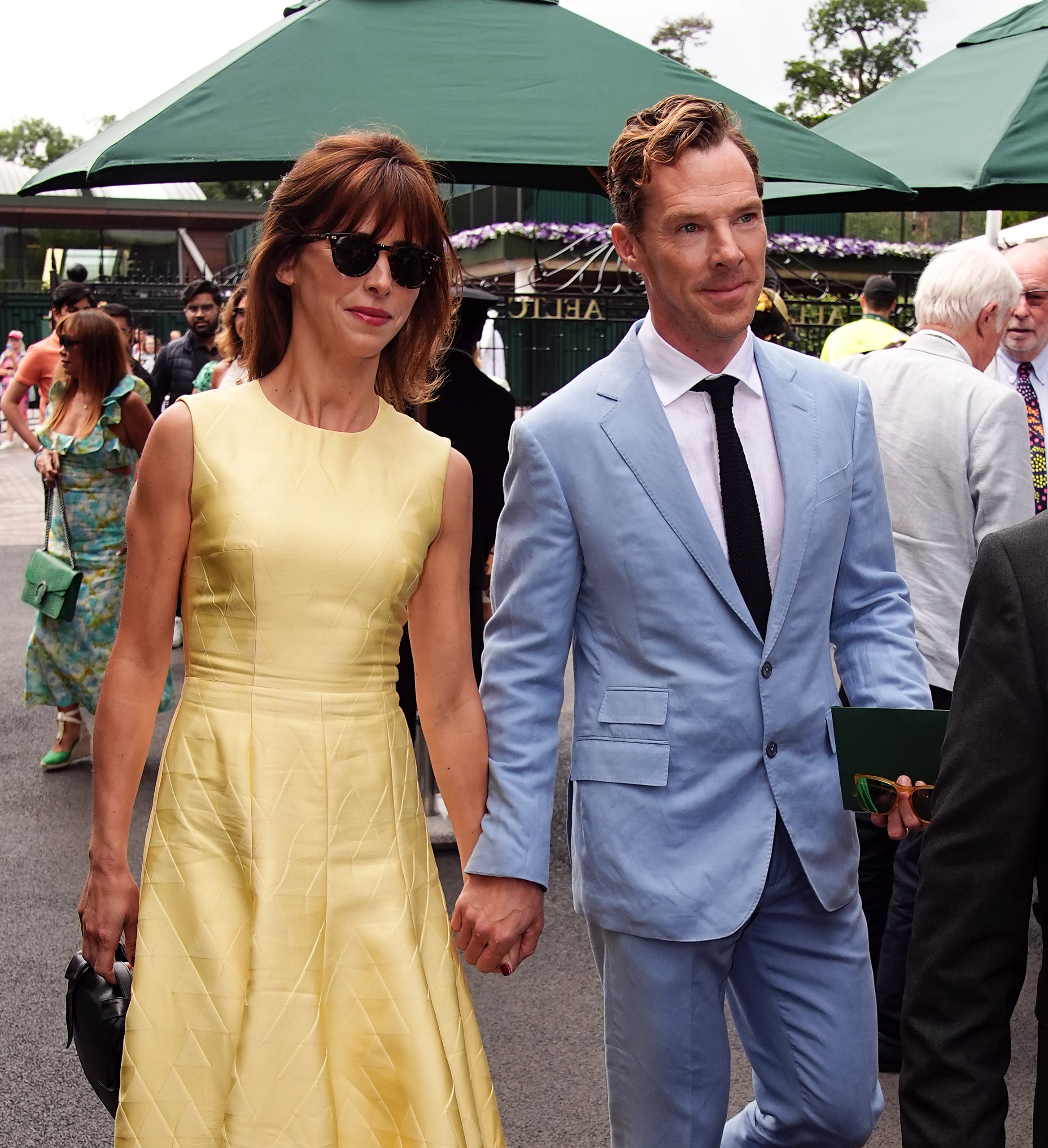 Benedict Cumberbatch and Sophie Hunter arrive on day fourteen of the 2024 Wimbledon Championships