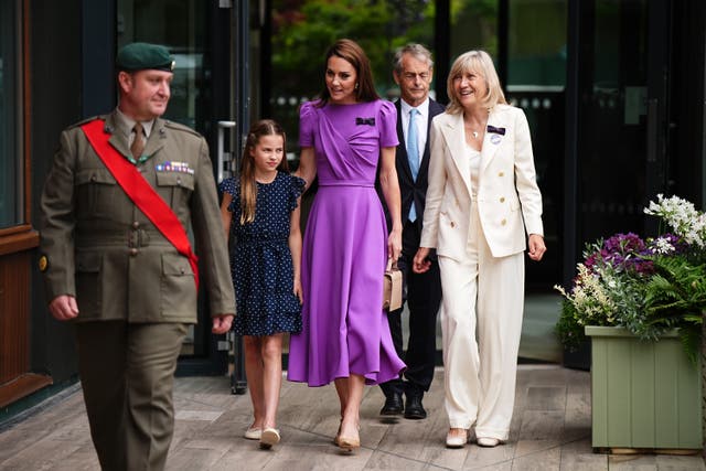 <p>The Princess of Wales and Princess Charlotte arriving on day 14 of the 2024 Wimbledon Championships </p>