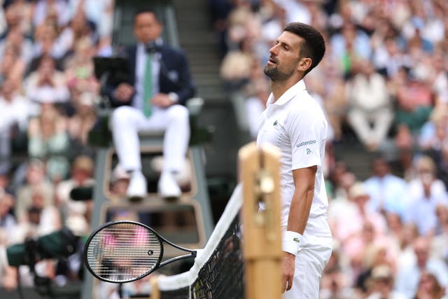 <p>Novak Djokovic was beaten in straight sets on Centre Court</p>