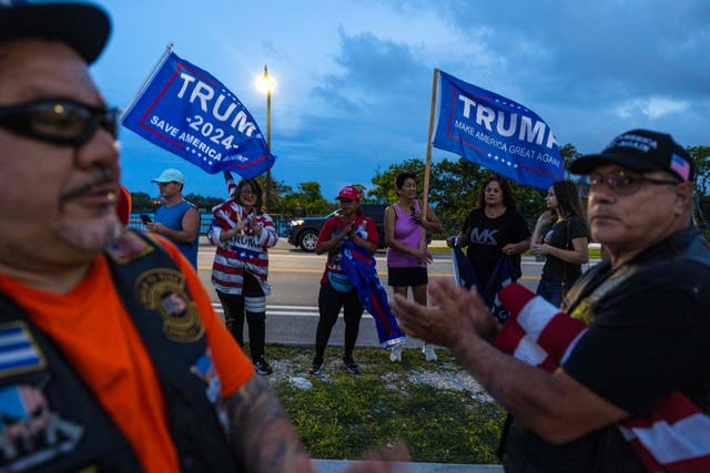 <p>Trump supporters gather outside Mar-a-Lago hours after the former president was shot at a rally in Pennsylvania </p>