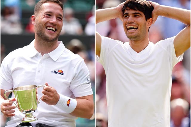 Alfie Hewett and Carlos Alcaraz lifted titles on Sunday (PA)