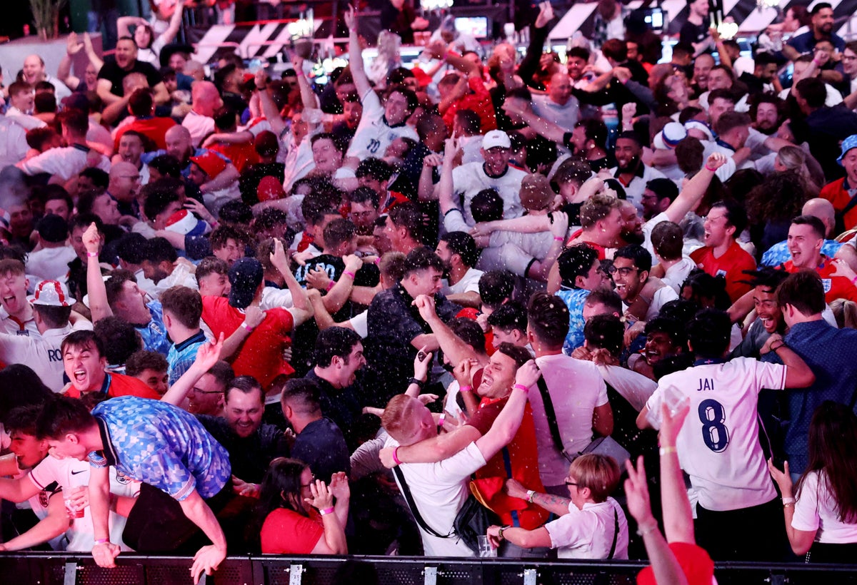 Watch as England fans gather at Boxpark Wembley for historic Euro 2024 final vs Spain