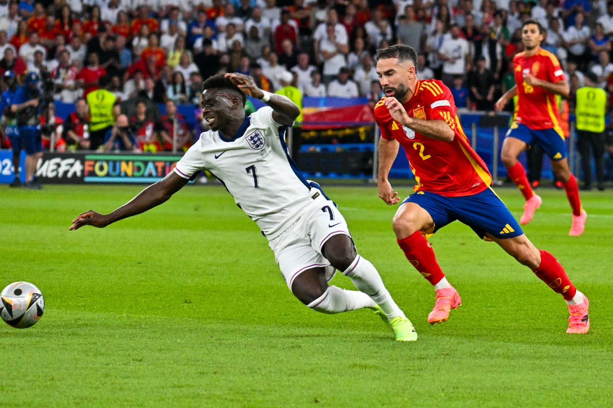 Dani Carvajal caught making brutal crying gesture at Bukayo Saka in cagey Euro 2024 final