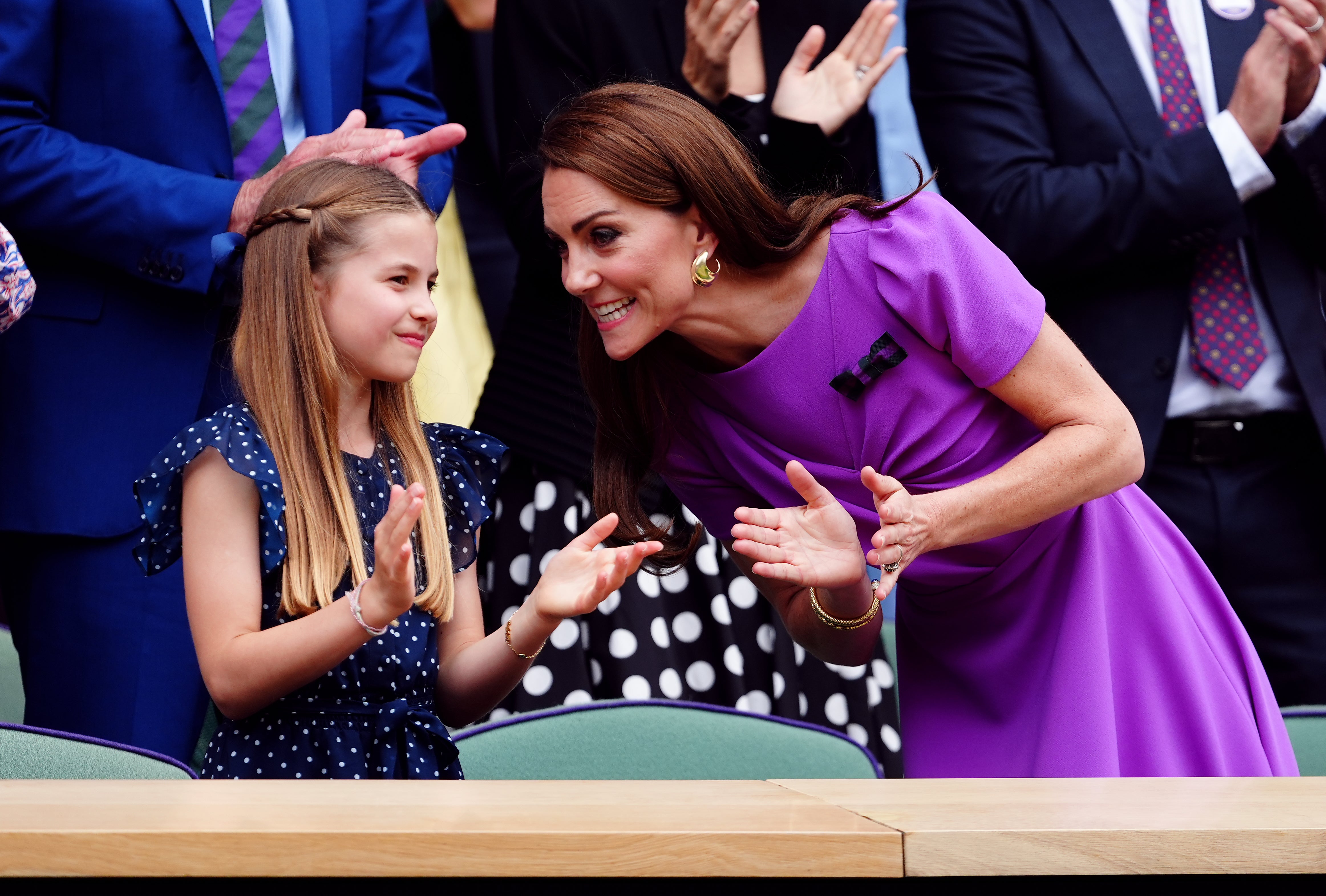 The Princess of Wales and Princess Charlotte, nine, watched the Wimbledon final from the Royal Box on Sunday.