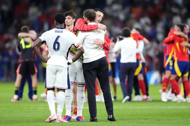 It was not to be for Gareth Southgate and England as Spain won the Euro 2024 final 2-1 (Adam Davy/PA)