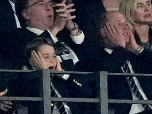 The youngster was as animated as his father during the tense Euros final between England and Spain.