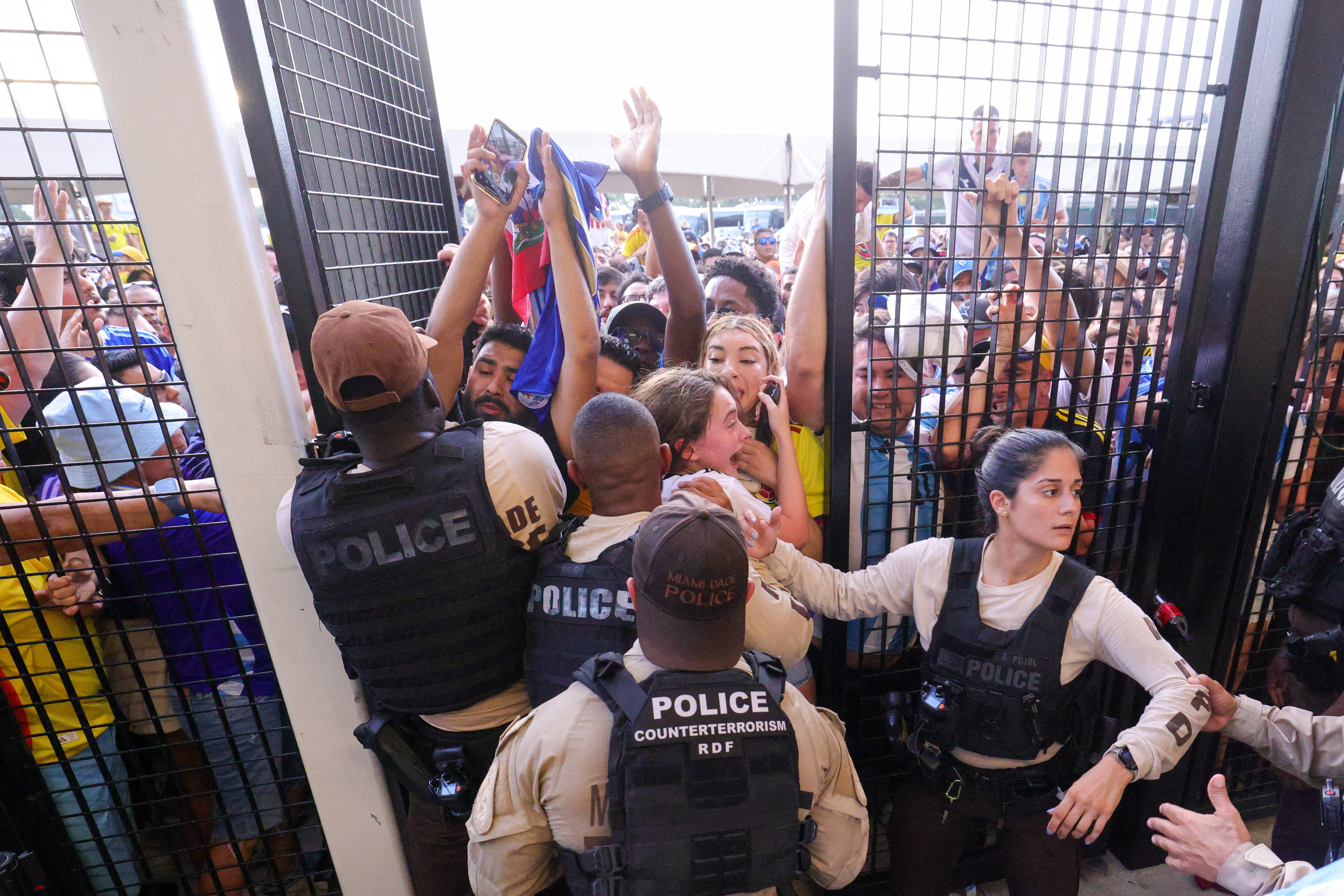 Fans rushed the gates before the Copa America Final match in Miami on Sunday, July 14, 2024