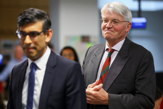 <p>Andrew Mitchell, right, believes Rishi Sunak should remain Tory leader until November (Hannah McKay/PA)</p>