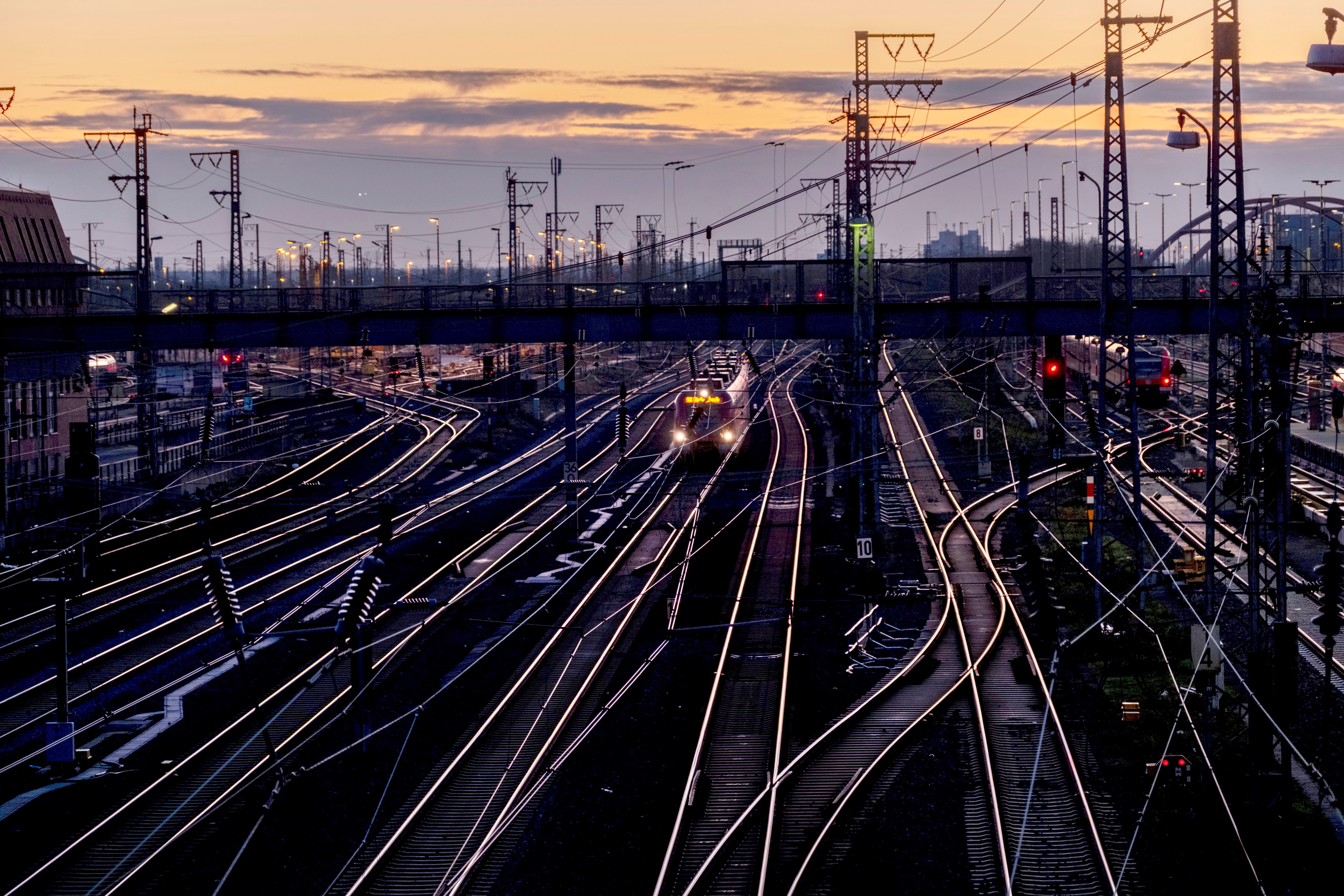 mpty rails are pictured outside the central train station in Frankfurt, Germany