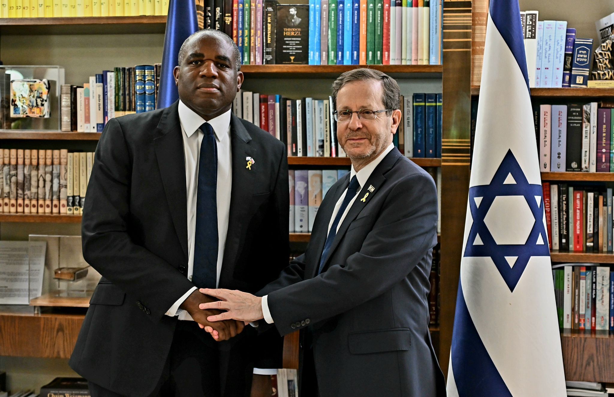 David Lammy (L) met with Isaac Herzog (R) in West Jerusalem on July