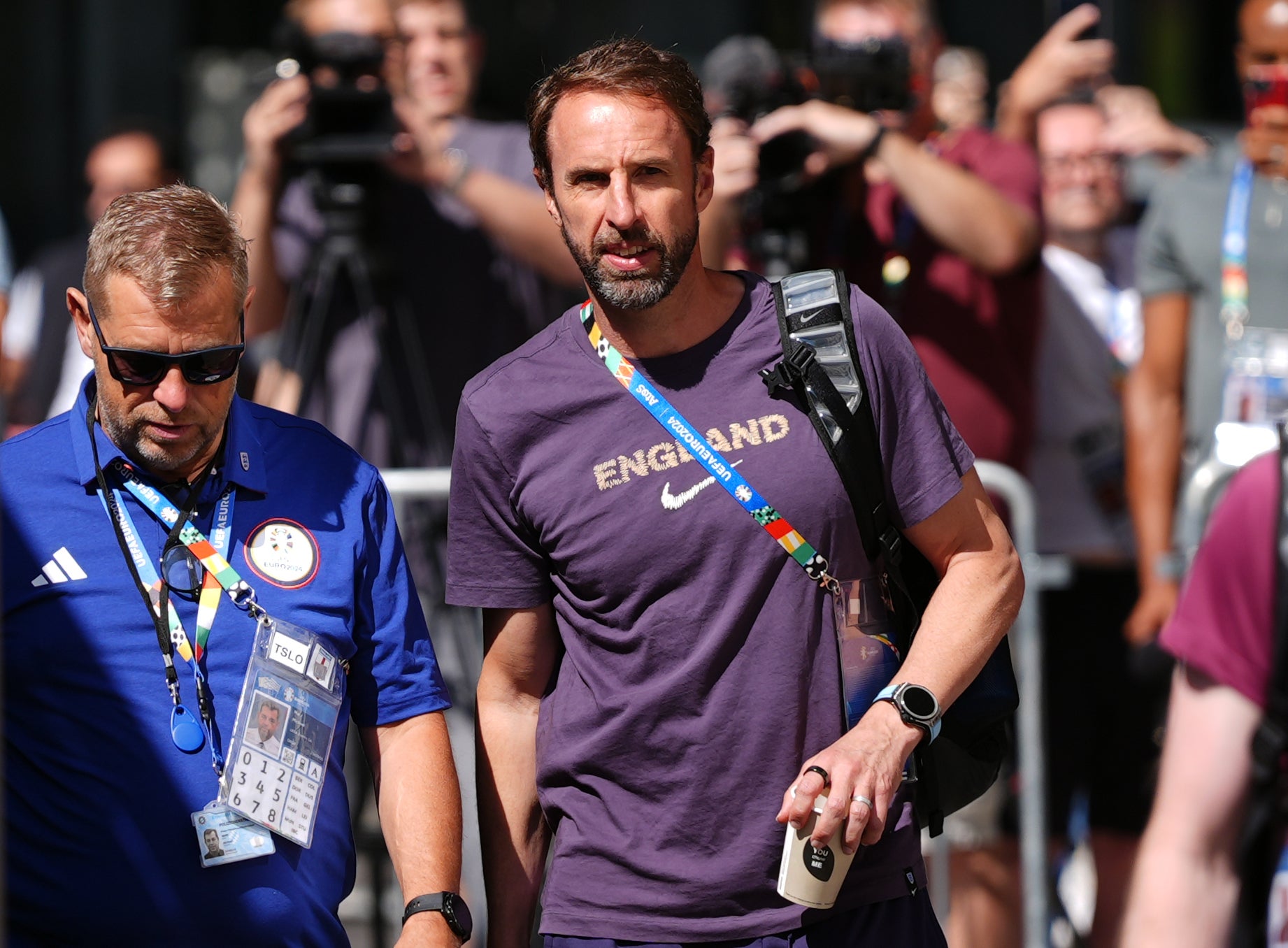 England manager Gareth Southgate, pictured leaving the team hotel in Berlin on Monday morning following England’s Euro 2024 final defeat (PA)