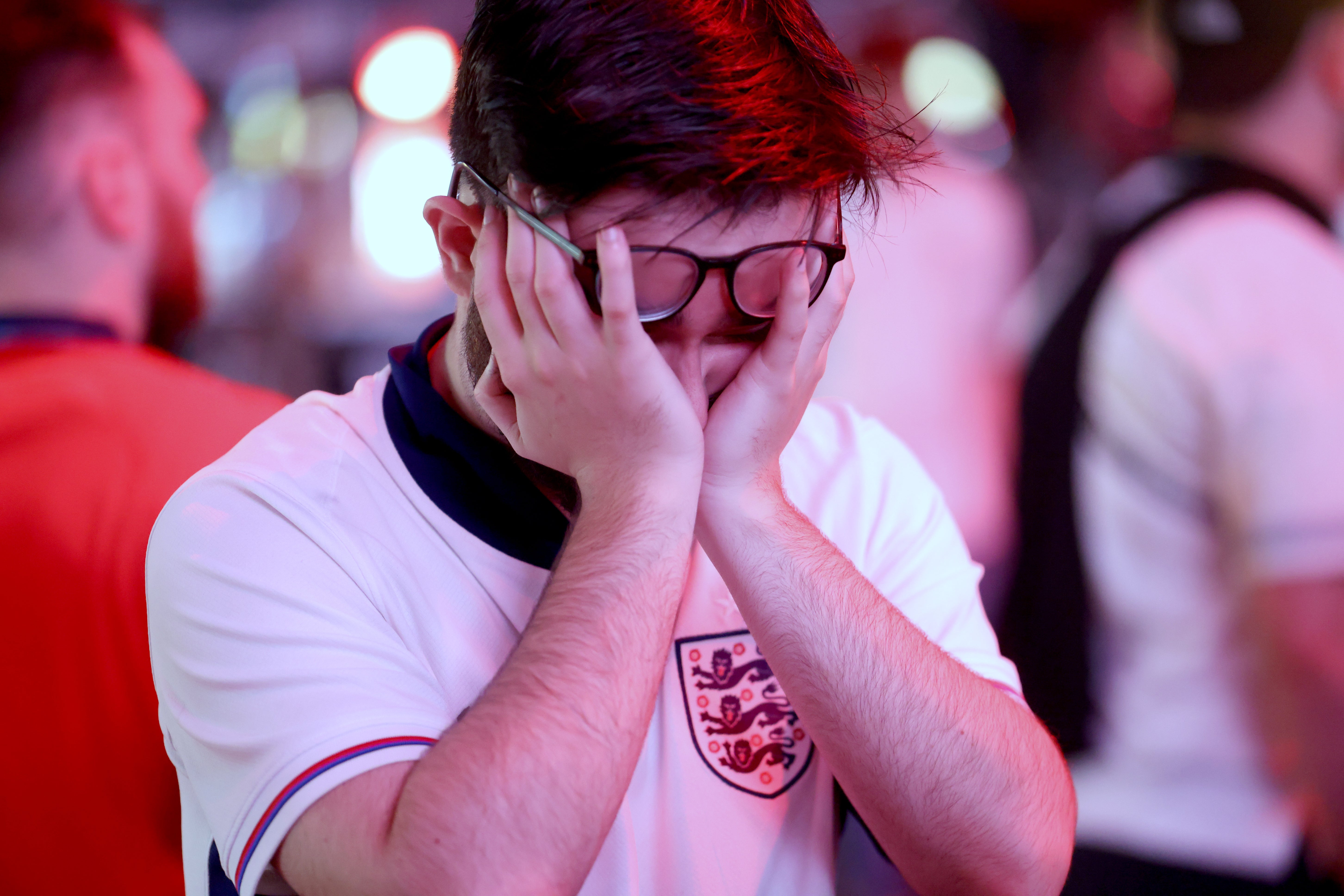 A disappointed England fan at BOXPark Wembley in London for a screening of the UEFA Euro 2024 final between Spain and England (David Parry/ PA)
