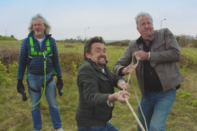 <p>James May, Richard Hammond and Jeremy Clarkson in ‘The Grand Tour'</p>