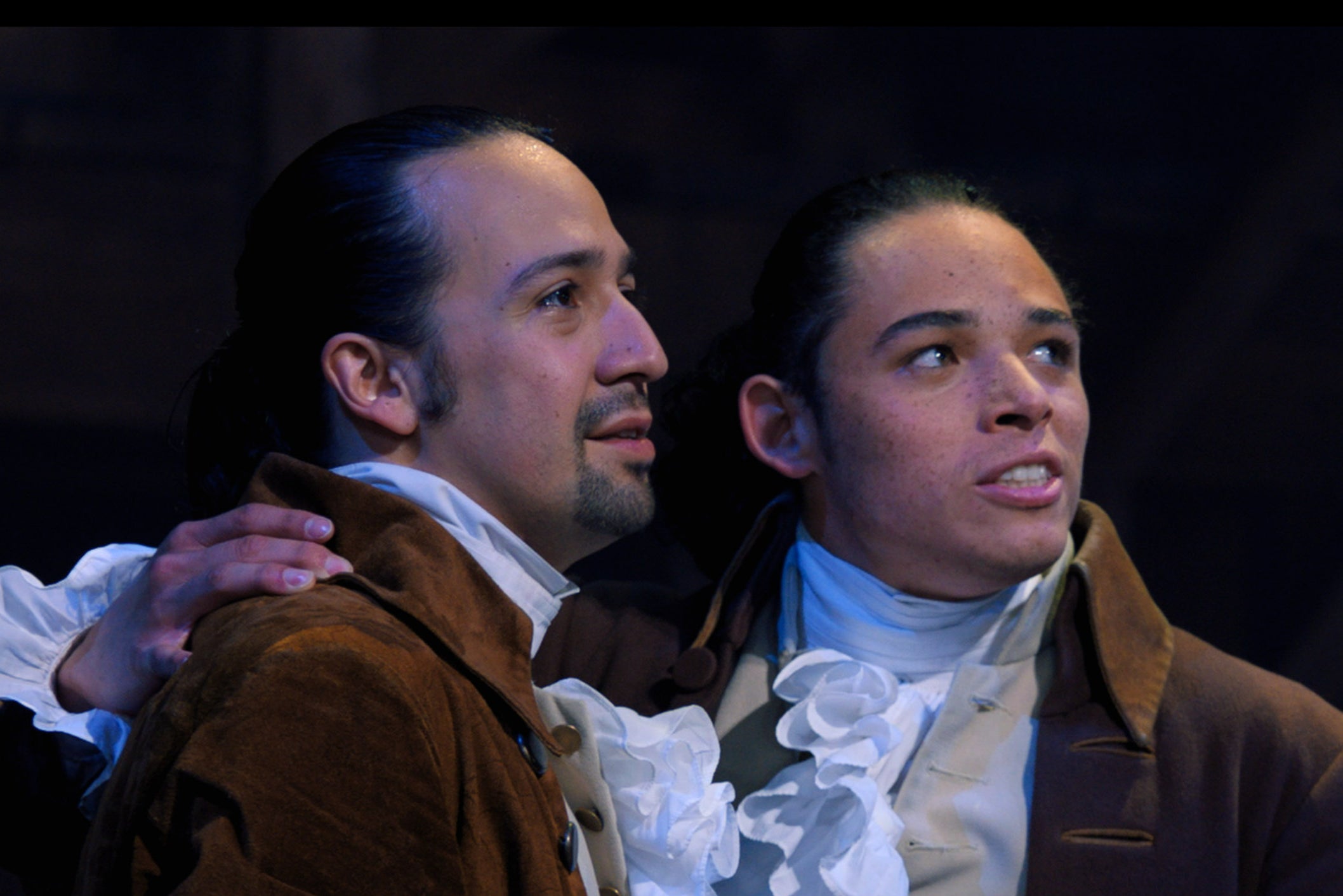 Pais fundadores: Lin-Manuel Miranda e Anthony Ramos em 'Hamilton'