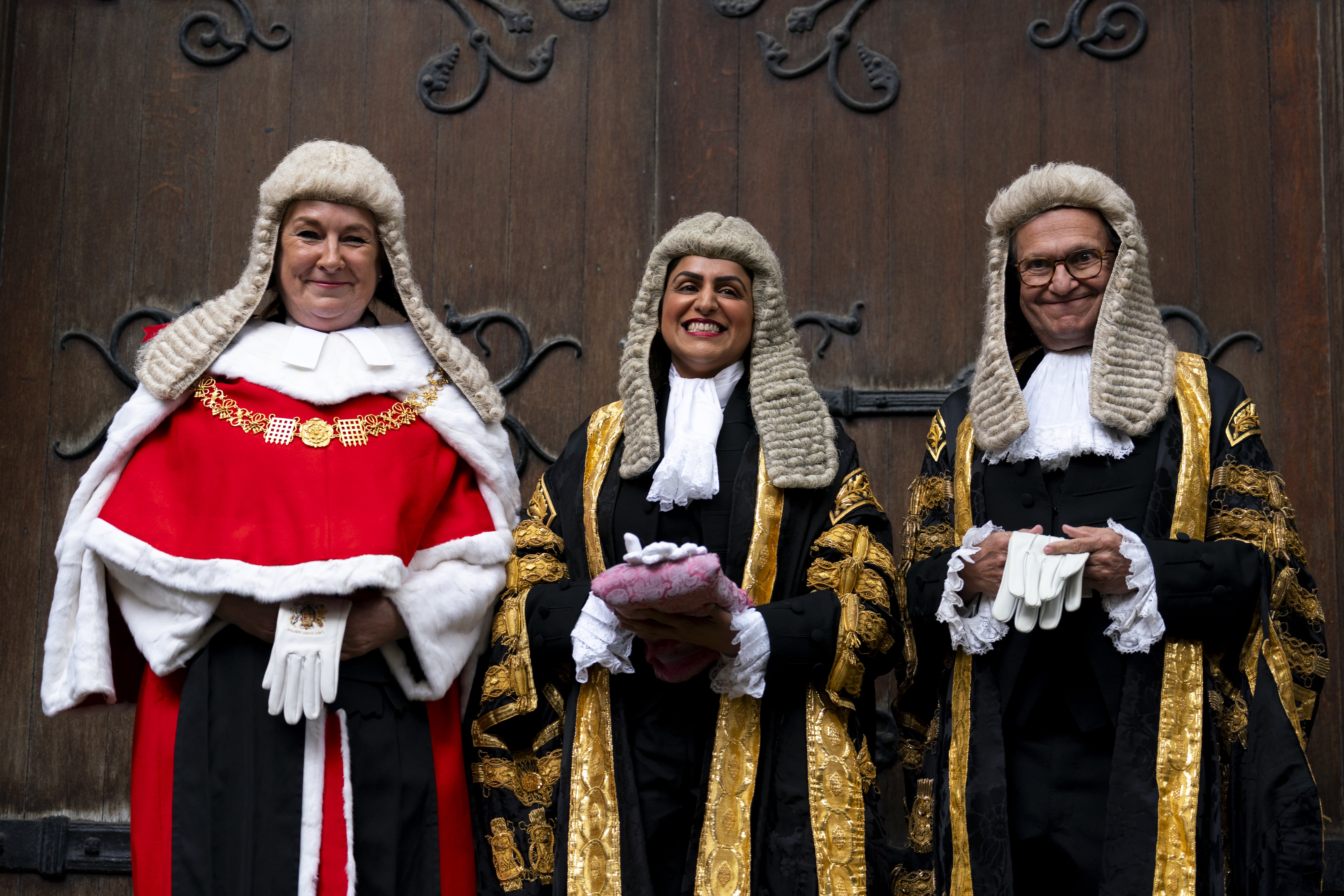 Justice Secretary Shabana Mahmood (centre) with Lady Chief Justice Baroness Carr and Master of the Rolls Sir Geoffrey Vos