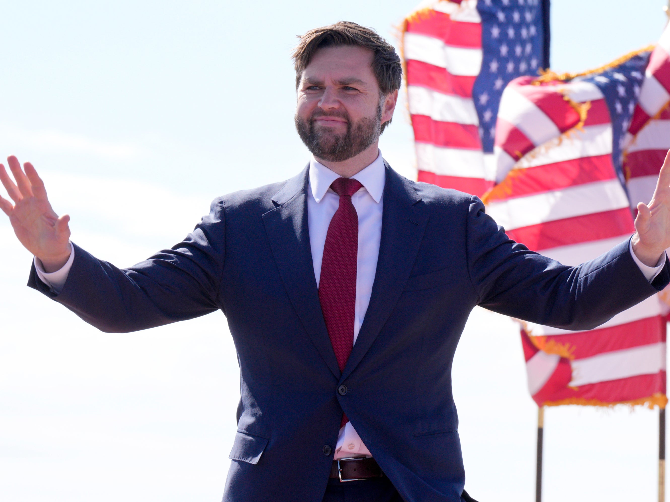 JD Vance at a campaign rally in Vandalia, Ohio, March 2024