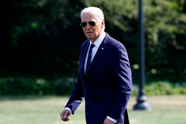 <p>Joe Biden departs the White House on July 15 after an interview with NBC News. </p>