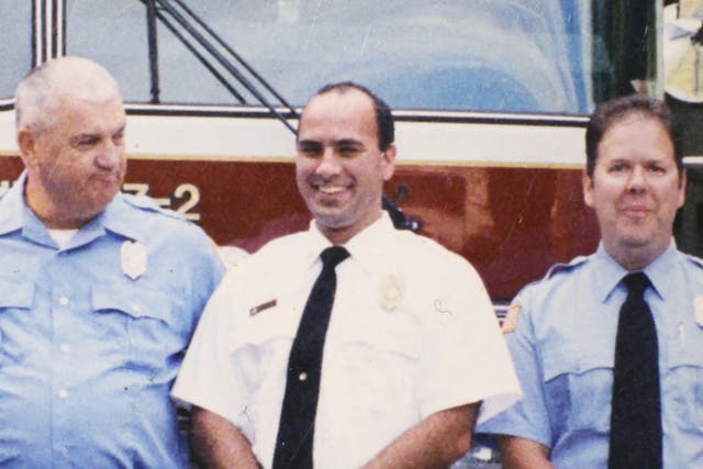 <p>Corey Comperatore, center, was a former volunteer chief firefighter in Buffalo Township, Pennsylvania. In July 2024 he was shot dead when a gunman opened fire on Donald Trump at a rally. His widow hs now revealed his final words </p>