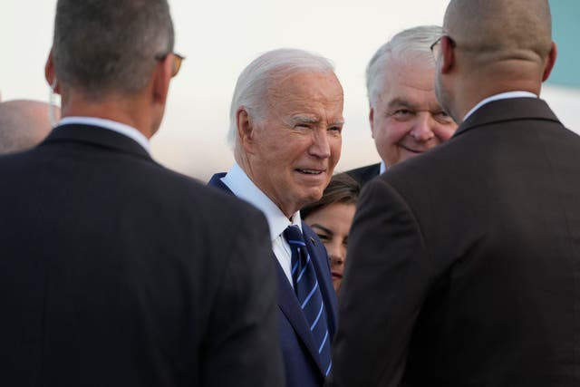 <p>Joe Biden arrives in Las Vegas on July 15 after leaving the White House following an interview with NBC News. </p>