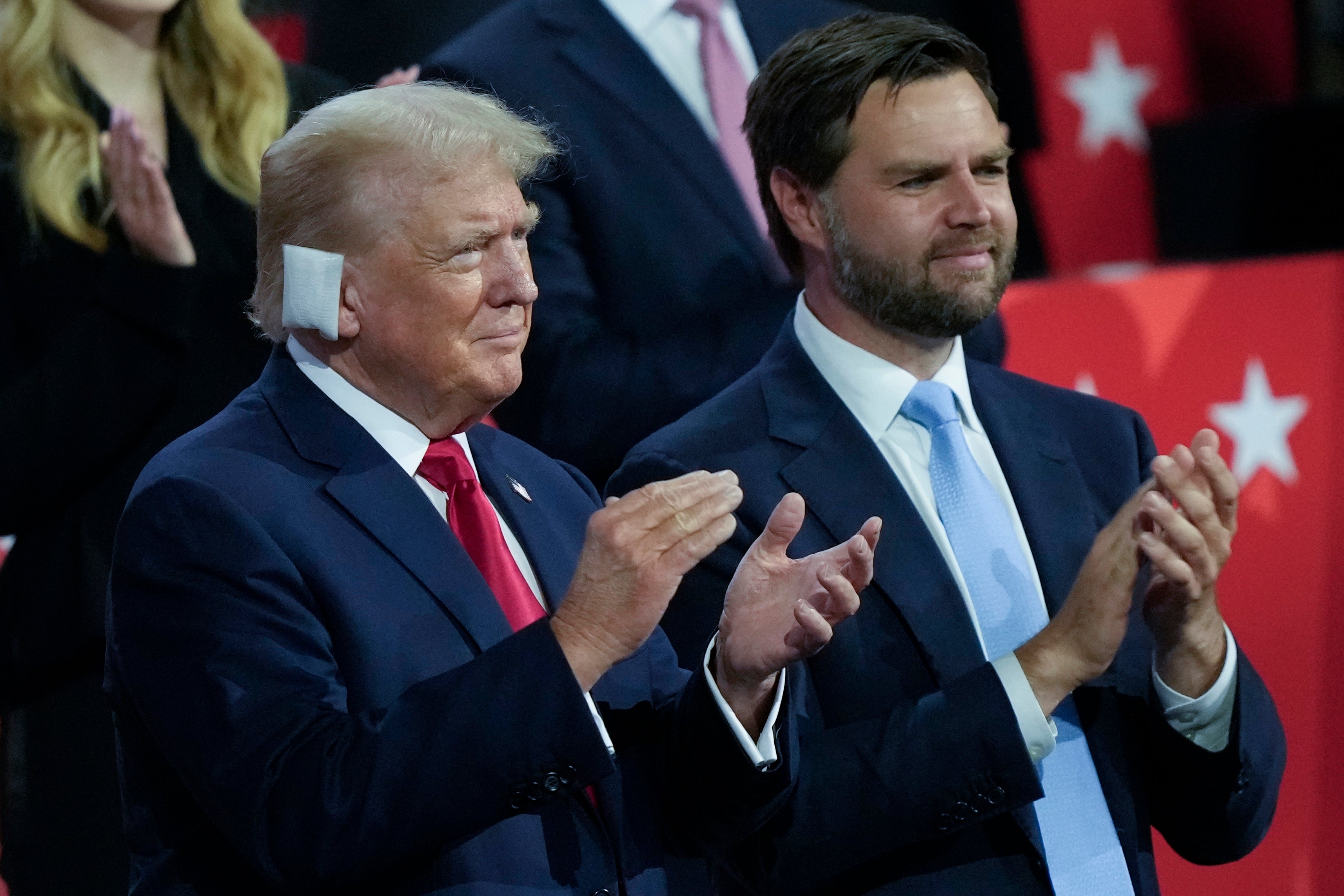 JD Vance , the Ohio senator, was announced as Mr Trump’s running mate on Monday after the former president was shot in the ear during a rally in Pennsylvania at the weekend