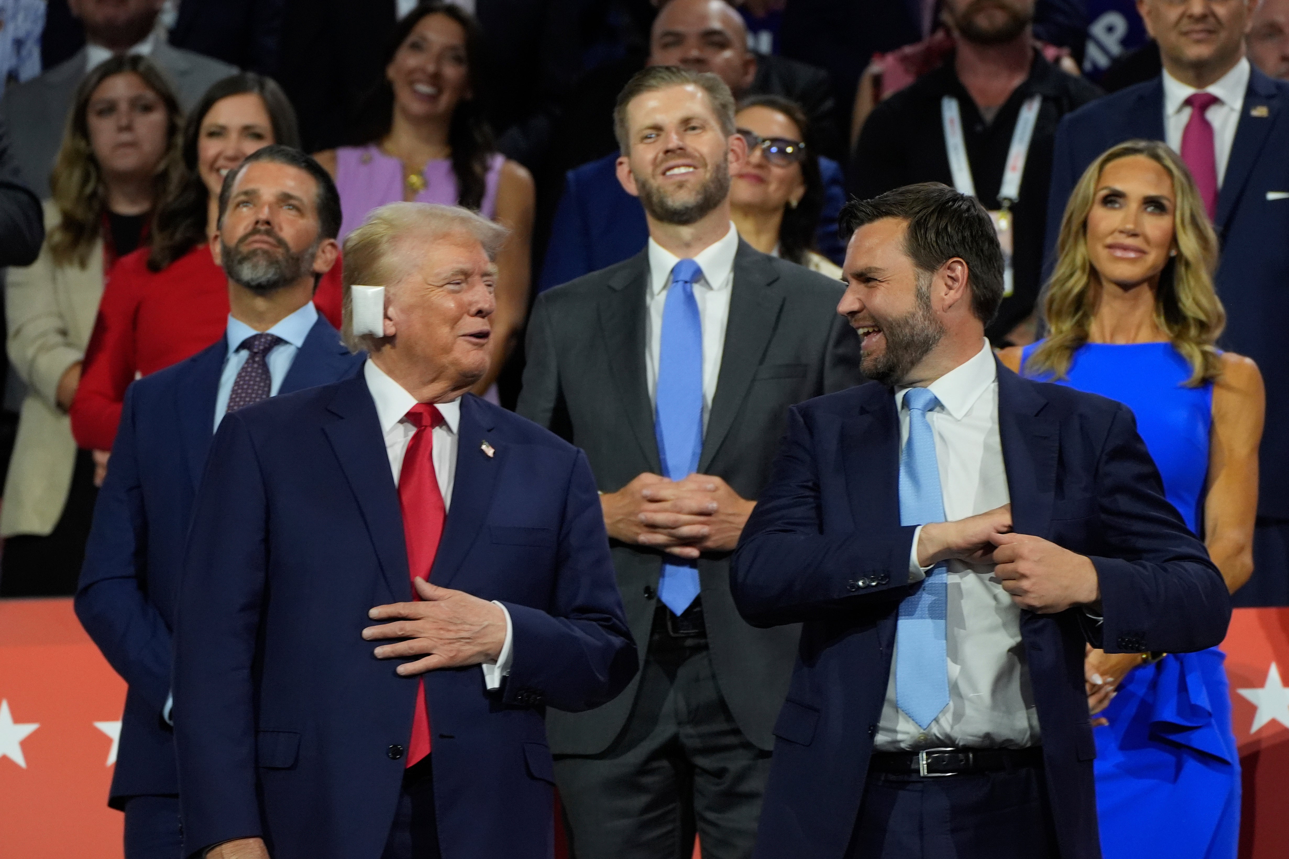 Republican presidential candidate former president Donald Trump appears with vice presidential candidate JD Vance