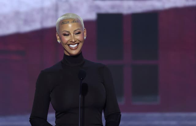 <p>Amber Rose speaks on day 1 of the Republican National Convention, stating that the media has ‘lied’ about Donald Trump </p>