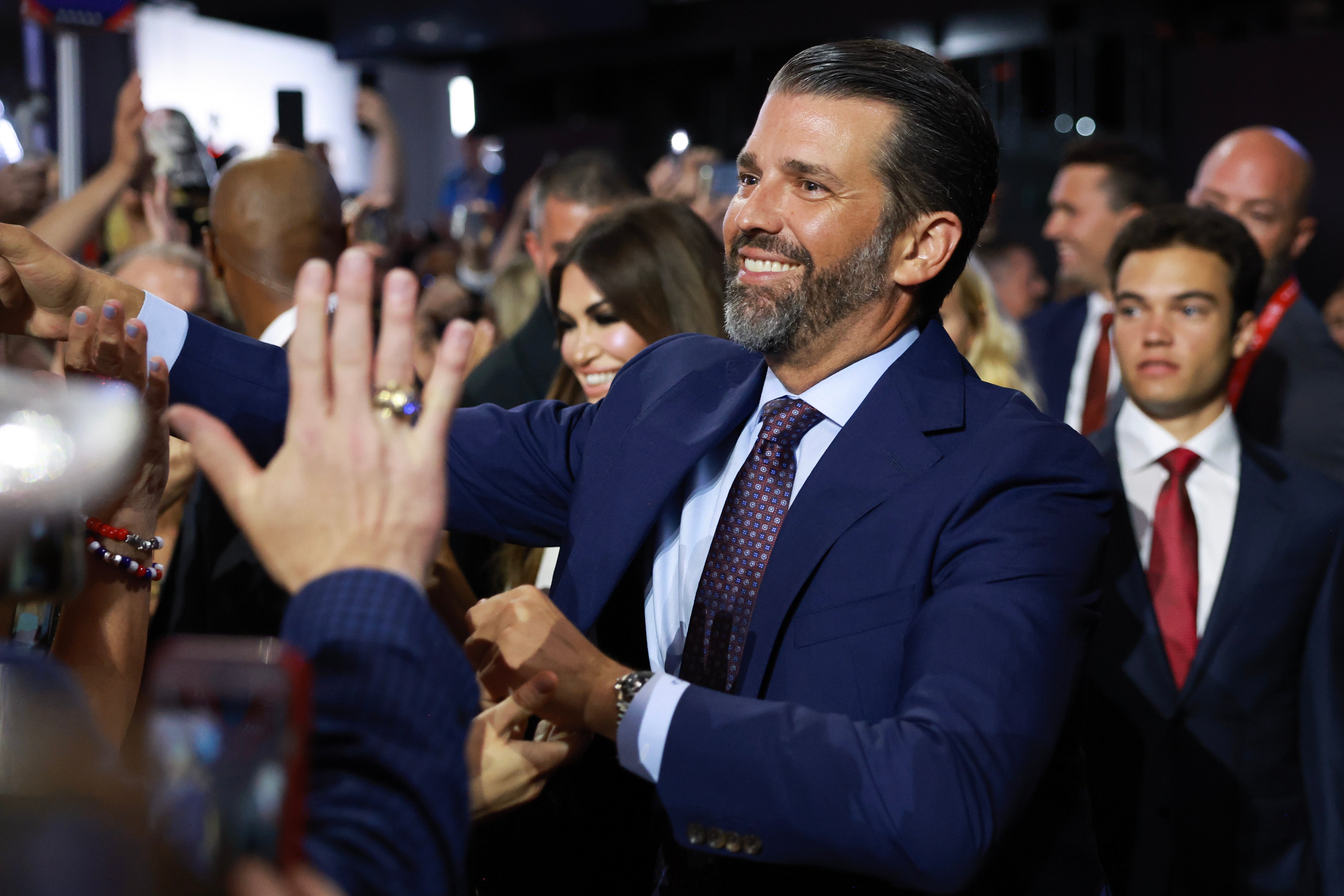 Donald Trump Jr attends the first day of the Republican National Convention at the Fiserv Forum on July 15