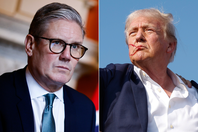 <p>Prime minister Keir Starmer (L) and Donald Trump after assassination attempt (R)</p>