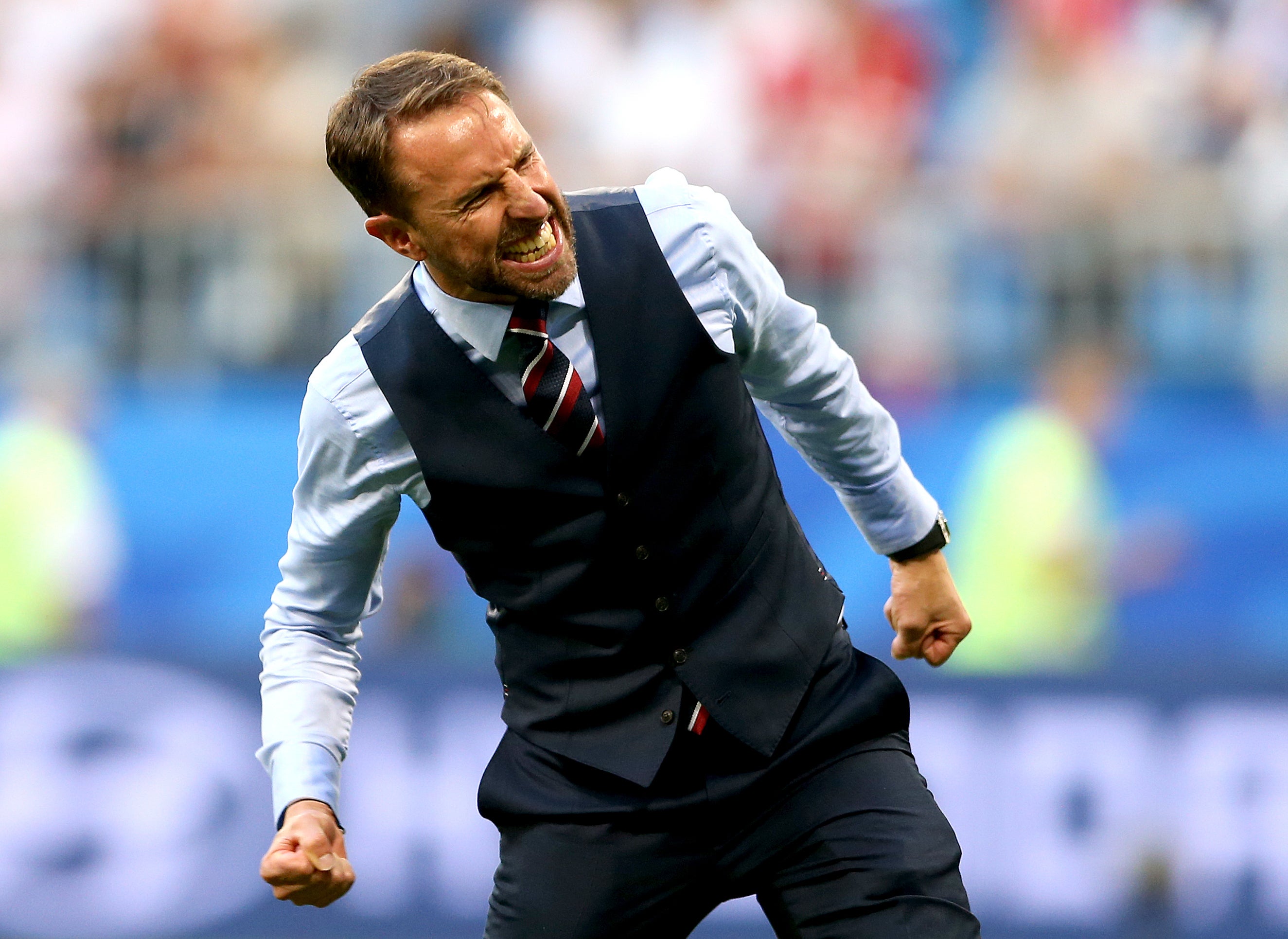 He then guided England to victory over Sweden to set up a World Cup semi-final, with his waistcoat becoming an unexpected hit with fans as the tournament went on (Tim Goode/PA)