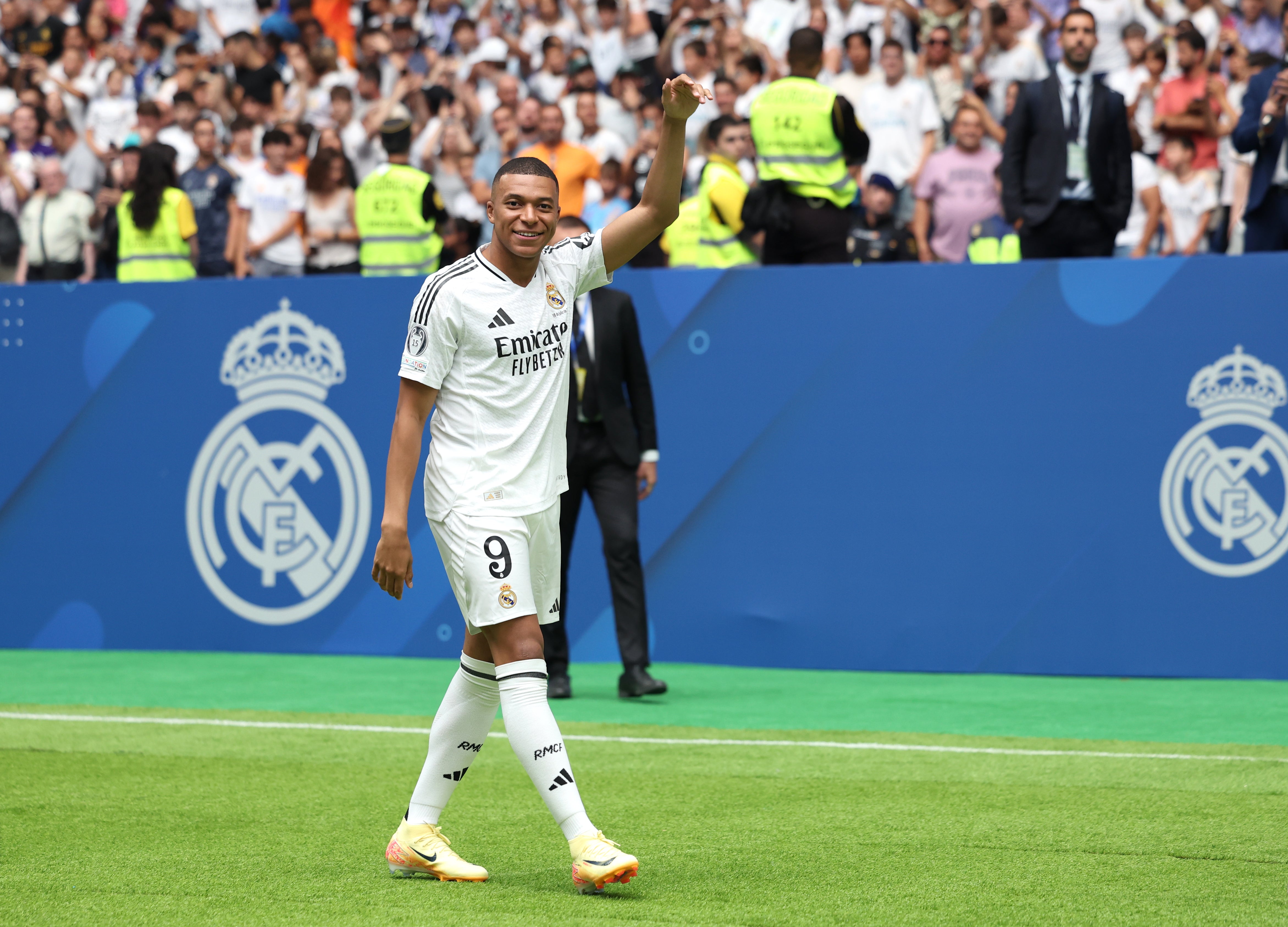 Kylian Mbappe was introduced to a rapturous reception on Tuesday afternoon in Madrid (Isabel Infantes/PA)