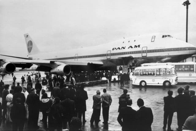 <p>Making history: The first Boeing 747 Jumbo jet, operated by Pan Am, arrives from New York JFK at London Heathrow in January 1970 </p>