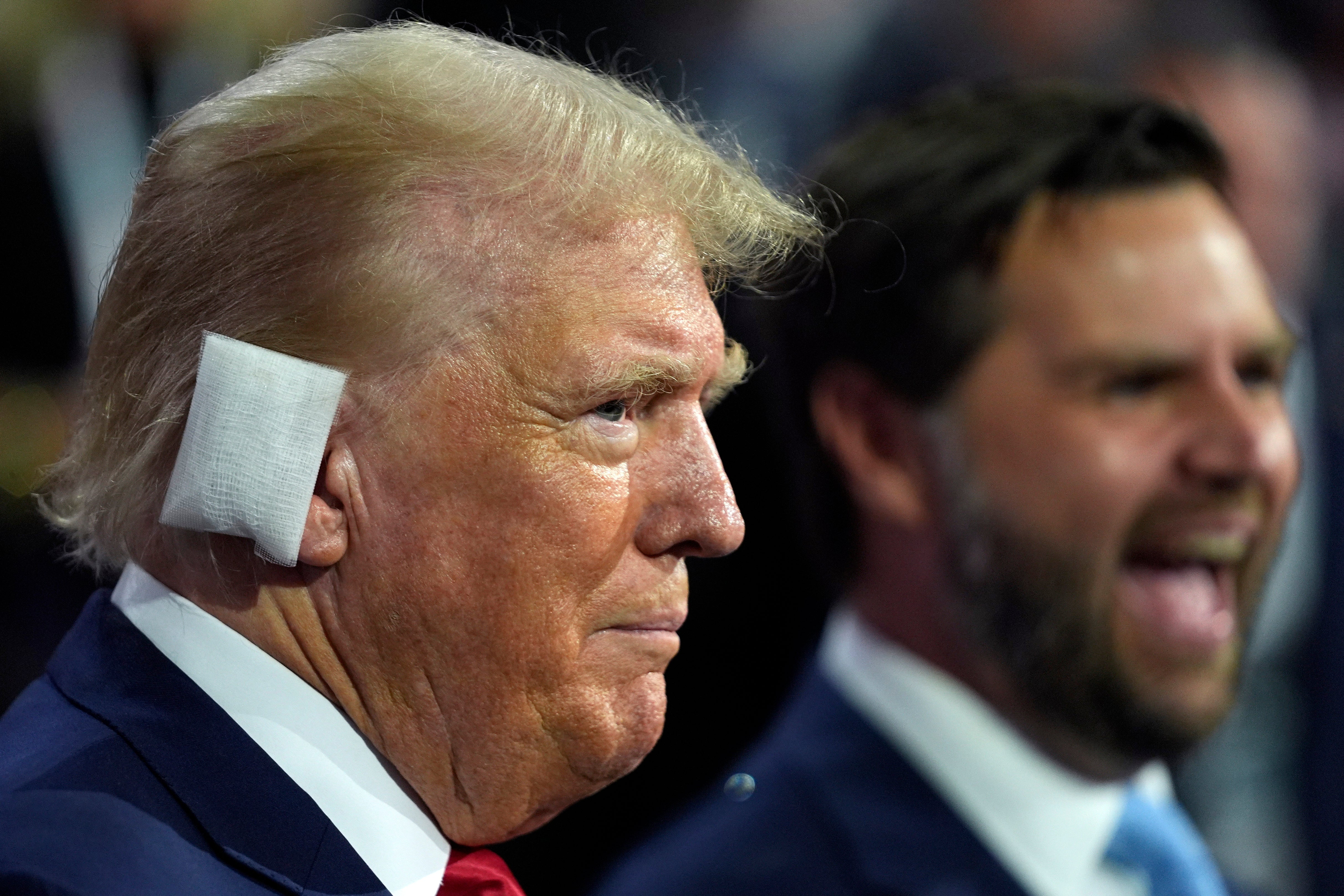 Donald Trump and his vice presidential candidate JD Vance attend the first day of the Republican National Convention on July 15.