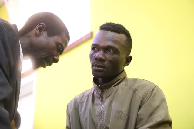 <p>Collins Jumaisi Khalusha, right, confers with his lawyer, JonMaina Ndegwa, left, in court in Nairobi, Kenya, Tuesday, July 16, 2024 </p>