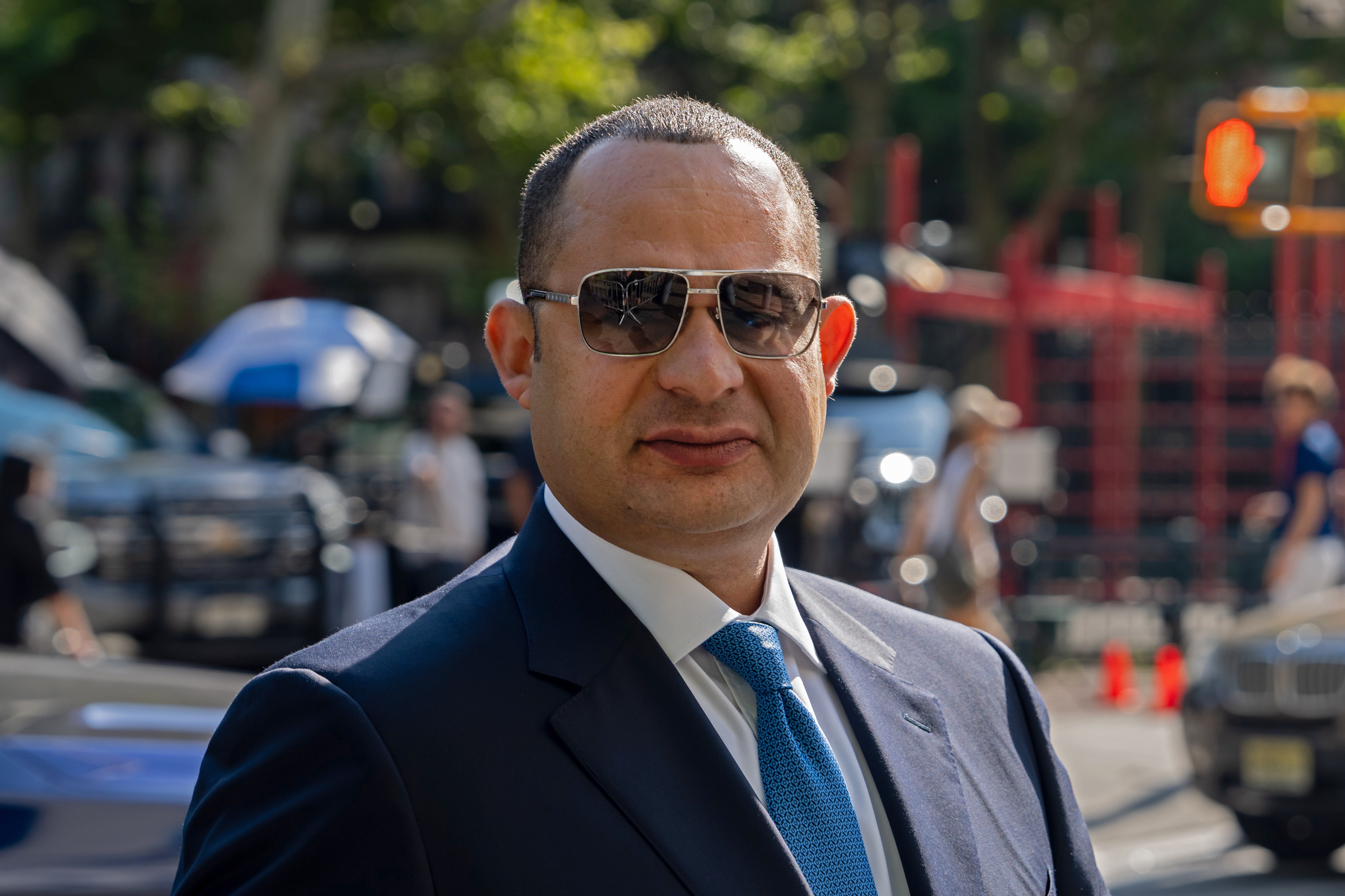 Businessman Wael Hana, one of the co-defendants on trial with Bob Menendez, arrives for his federal bribery case in Manhattan federal court on July 16, 2024 in New York City